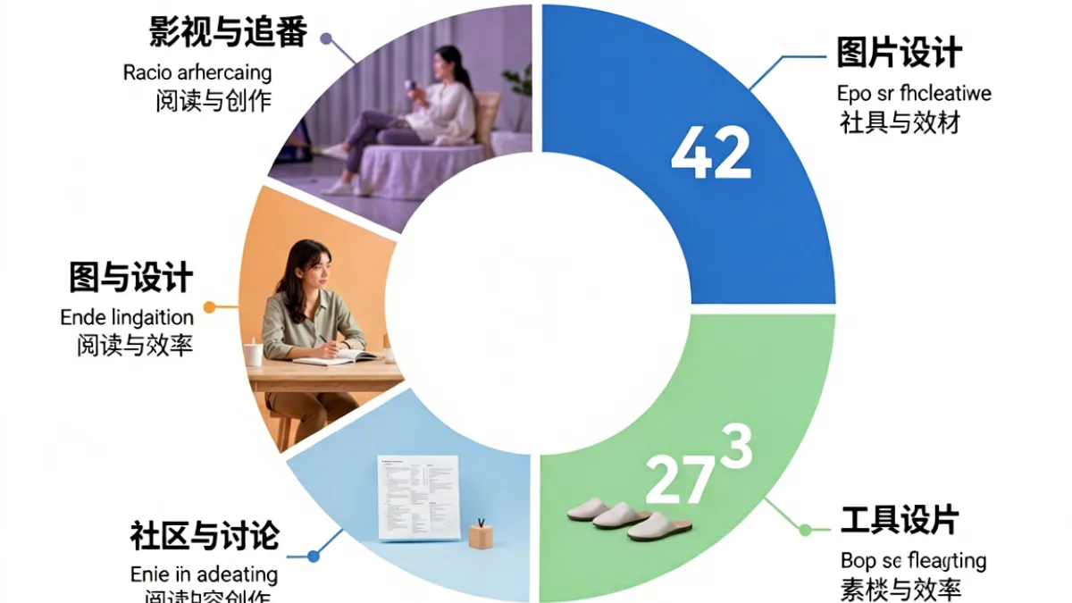 爱色岛导航内容分类示意图，展示影视、图片、工具等五大板块的分布结构和比例关系